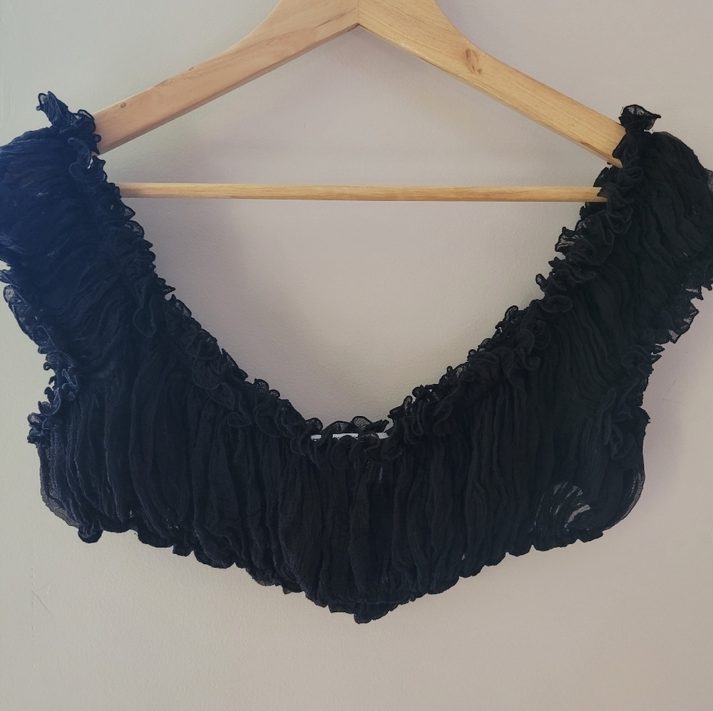 David Fielden Silk Cropped Top, Black, M